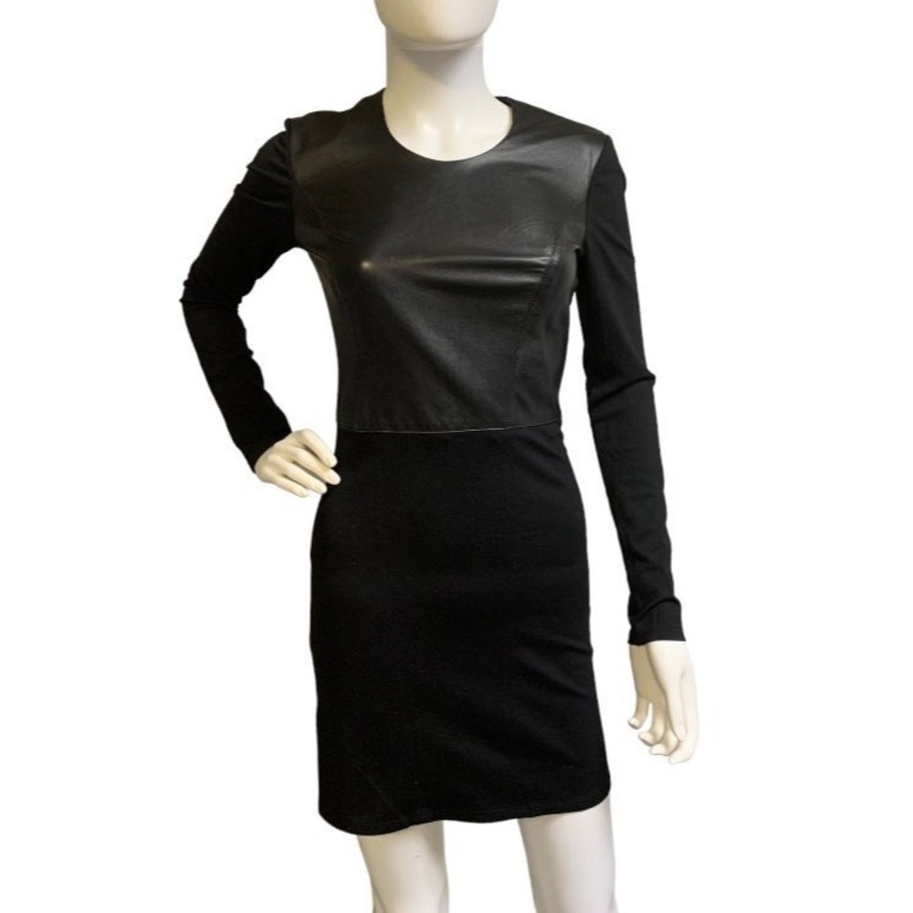 Helmut Lang Lambskin Long Sleeve Leather Mini Dress Size Small